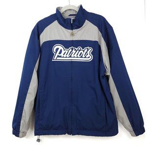 NFL Team Apparel NE Patriots Mens Size M Fleece Lined Full Zip Jacket Blue/Grey